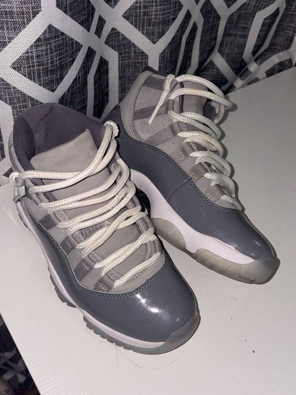 jordan 11 Cool Grey Sneakers with White Laces